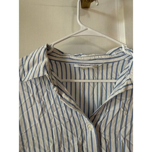 Calvin Klein women’s size small blue and white striped top - Picture 5 of 8
